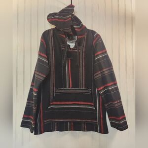 NEW Original Senor Lopez Men's Black Red Stripe Baja Hoodie Size XL Surfer Beach